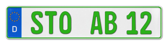 Grüne Kennzeichen STO online bestellen