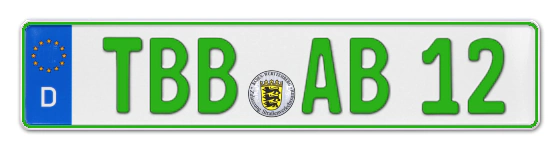 Grüne Kennzeichen TBB online bestellen