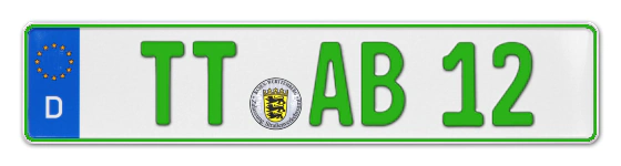 Grüne Kennzeichen TT online bestellen