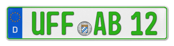 Grüne Kennzeichen UFF online bestellen