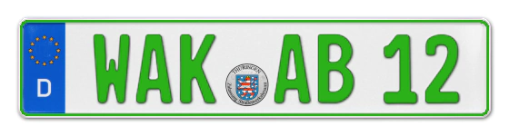 Grüne Kennzeichen WAK online bestellen