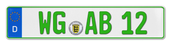 Grüne Kennzeichen WG online bestellen