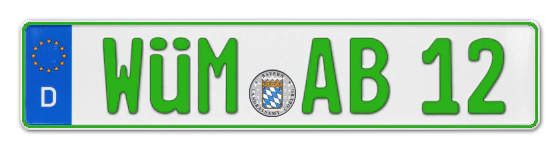 Grüne Kennzeichen WÜM online bestellen