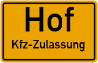 Zulassungsstelle Hof (Stadt), Kennzeichen Hof Zulassungsstelle Hof